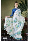 Dhaani By Vallabhi White Daily Wear Printed Georgette Sarees Wholesale Shop In Surat
